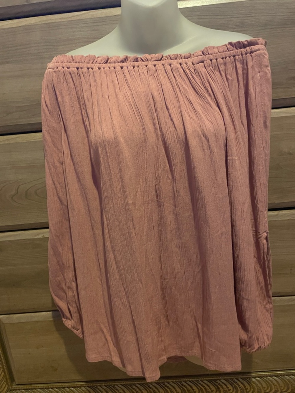 Off-Shoulder Peasant Top in Dusty Rose